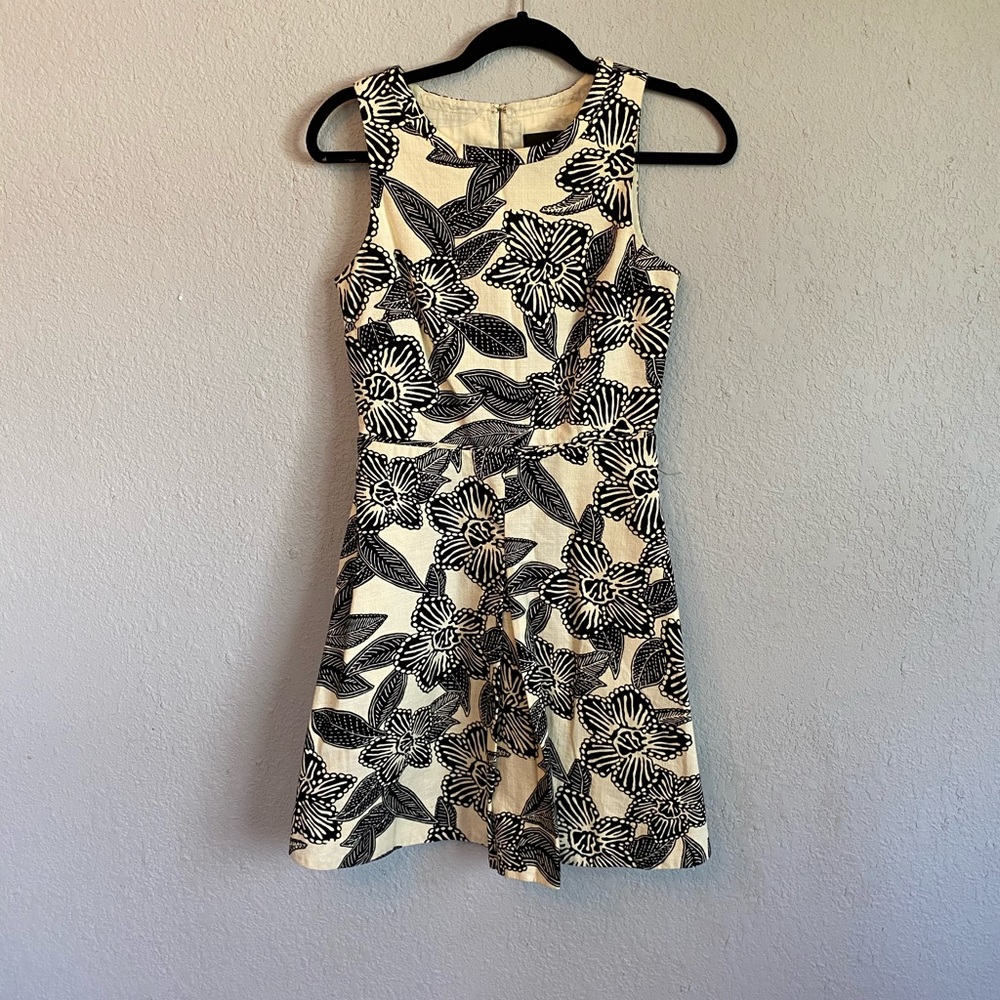 J. Crew - Tan Black Floral Cut out Dress